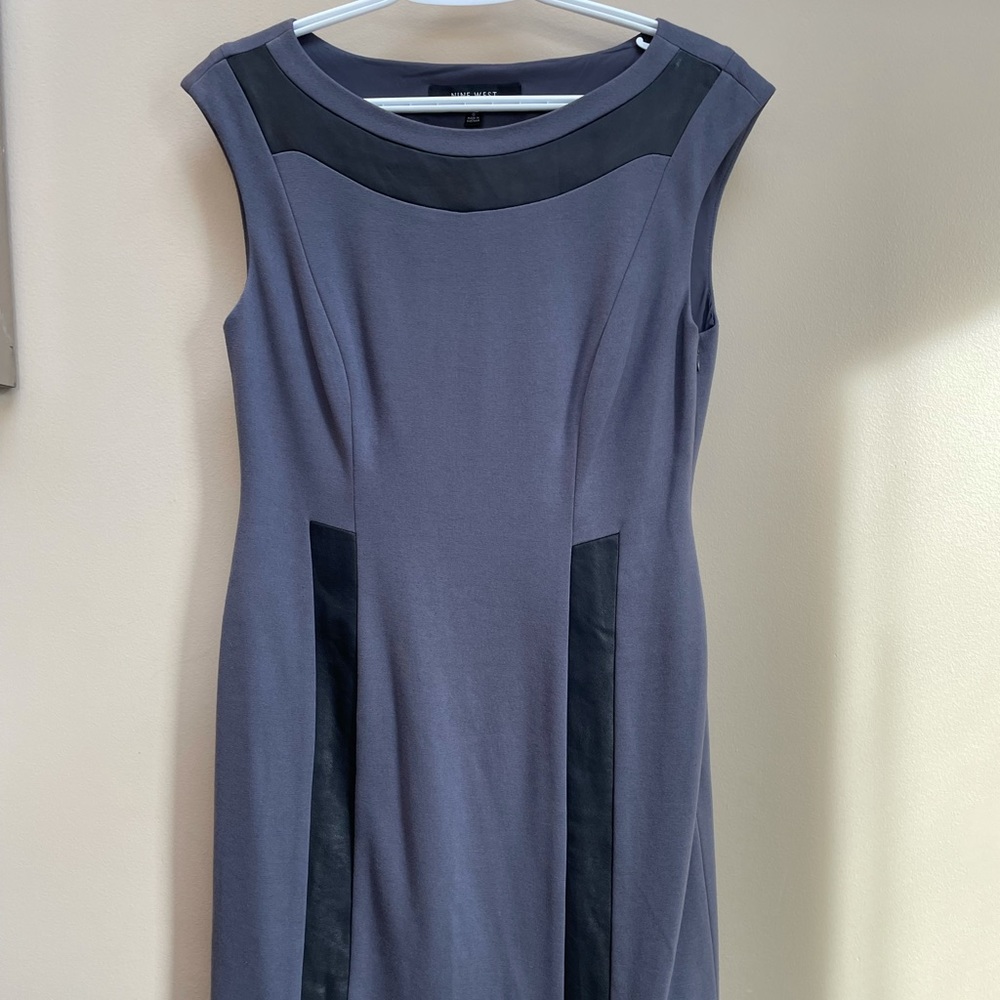 Classy Grey Sheath dress with faux leather detailing